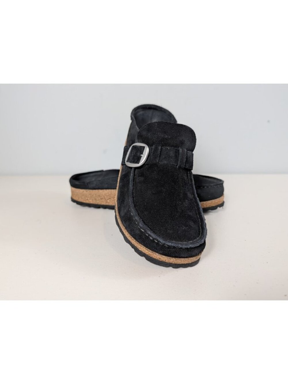 Birkenstock Black Suede Boston Clogs Size 38 EU L7 M5 Made in Germany